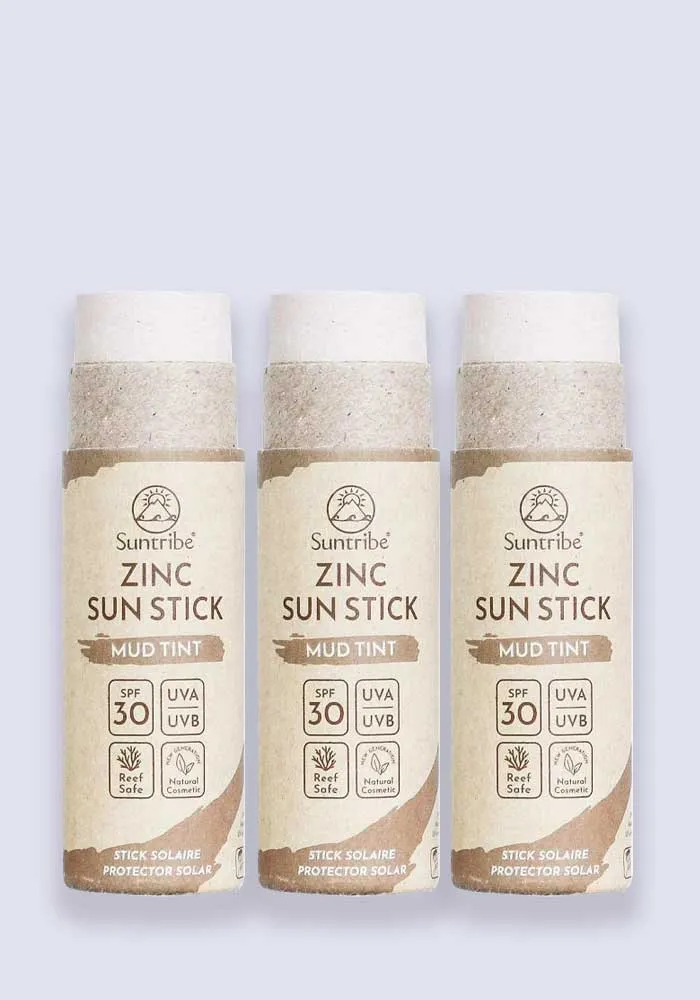 Suntribe Natural Mineral Zinc Sun Stick Mud Tint SPF 50 30g - 3 Pack Saver