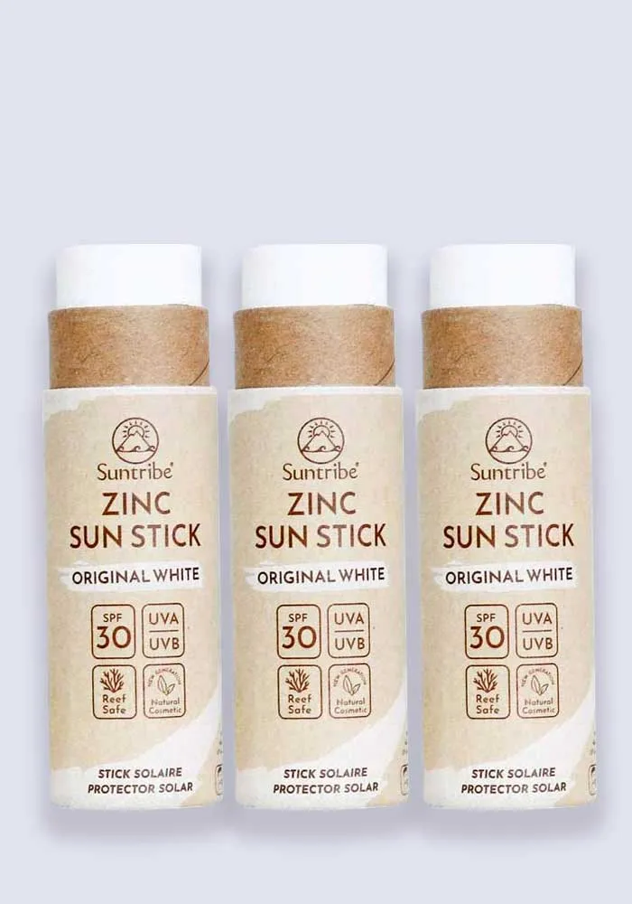 Suntribe Natural Mineral Zinc Sun Stick Original White SPF 50 30g - 3 Pack Saver