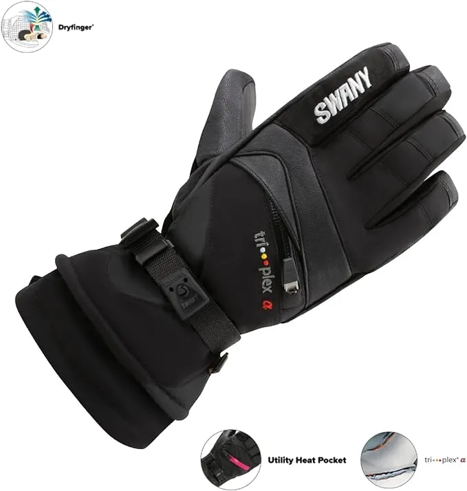 SWANY Men's Large X-Change Sports Moisture-Wicking Quick-Drying Warm Durable Flexible Leather Winter Gloves