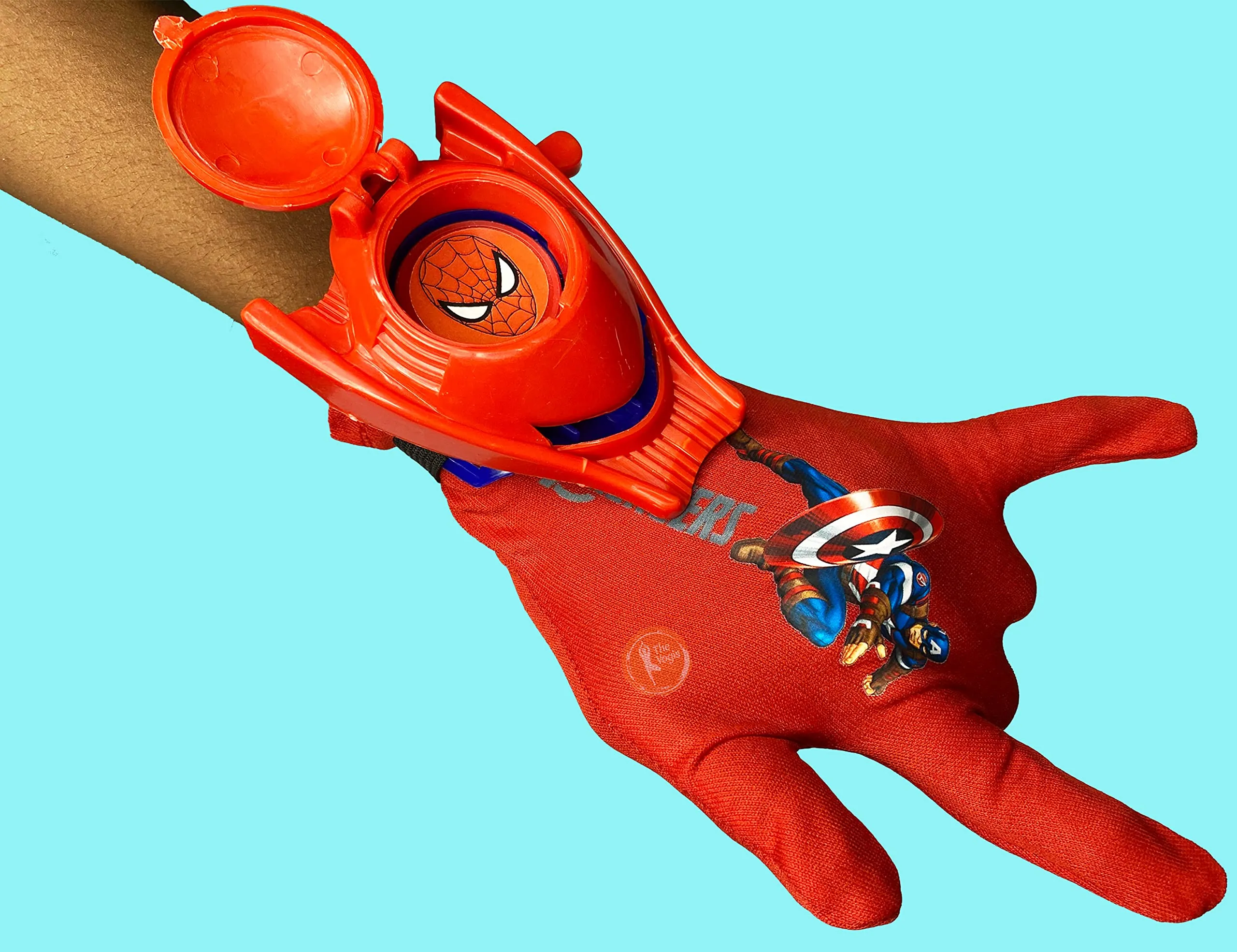 The Yogis Captain America Gloves with Disc Launcher Web Shooter Spiderman Action Figure Super Hero Disc Launcher Single Hand Glove Toy Set for kids