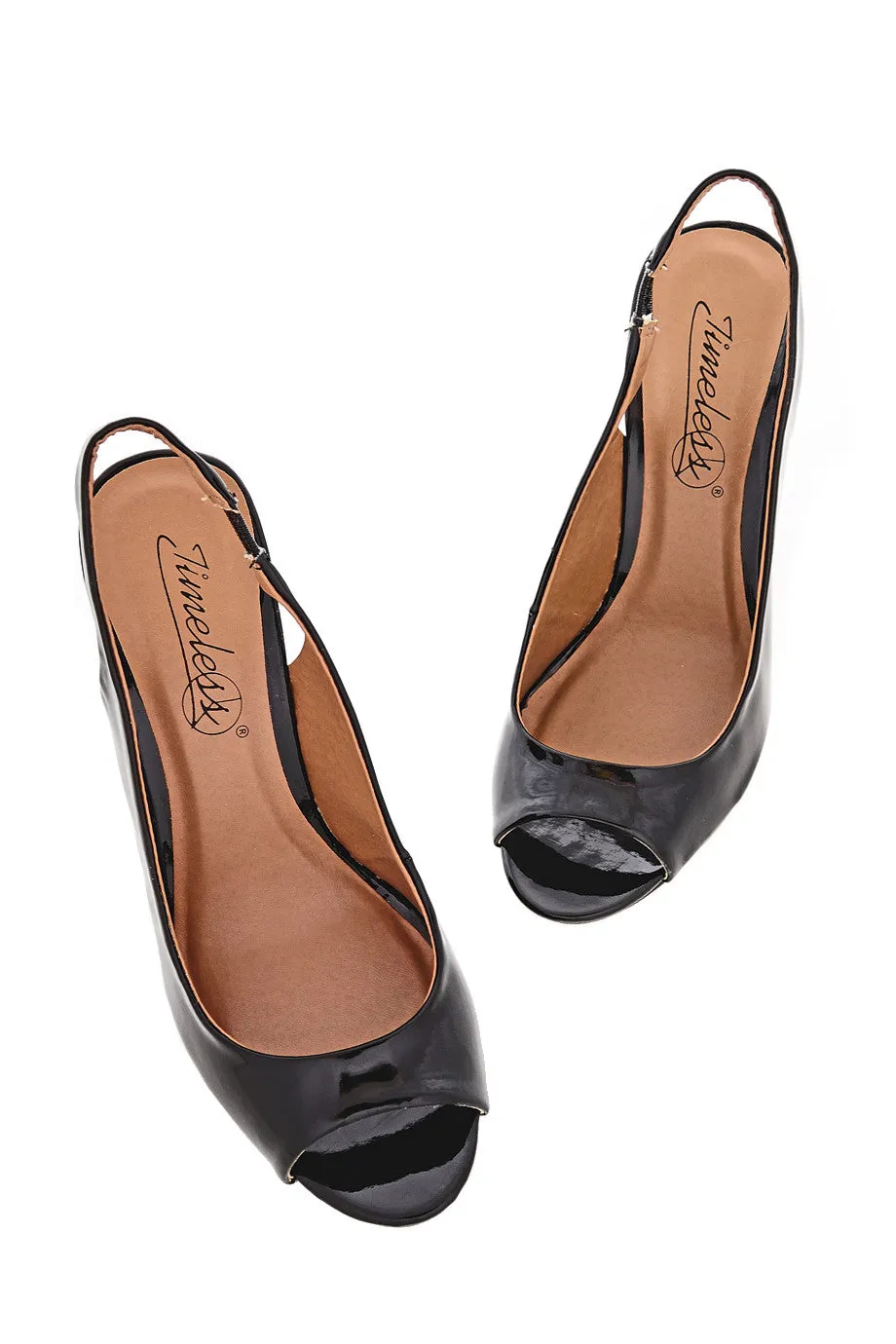 TRUDIE Black Patent Slingbacks