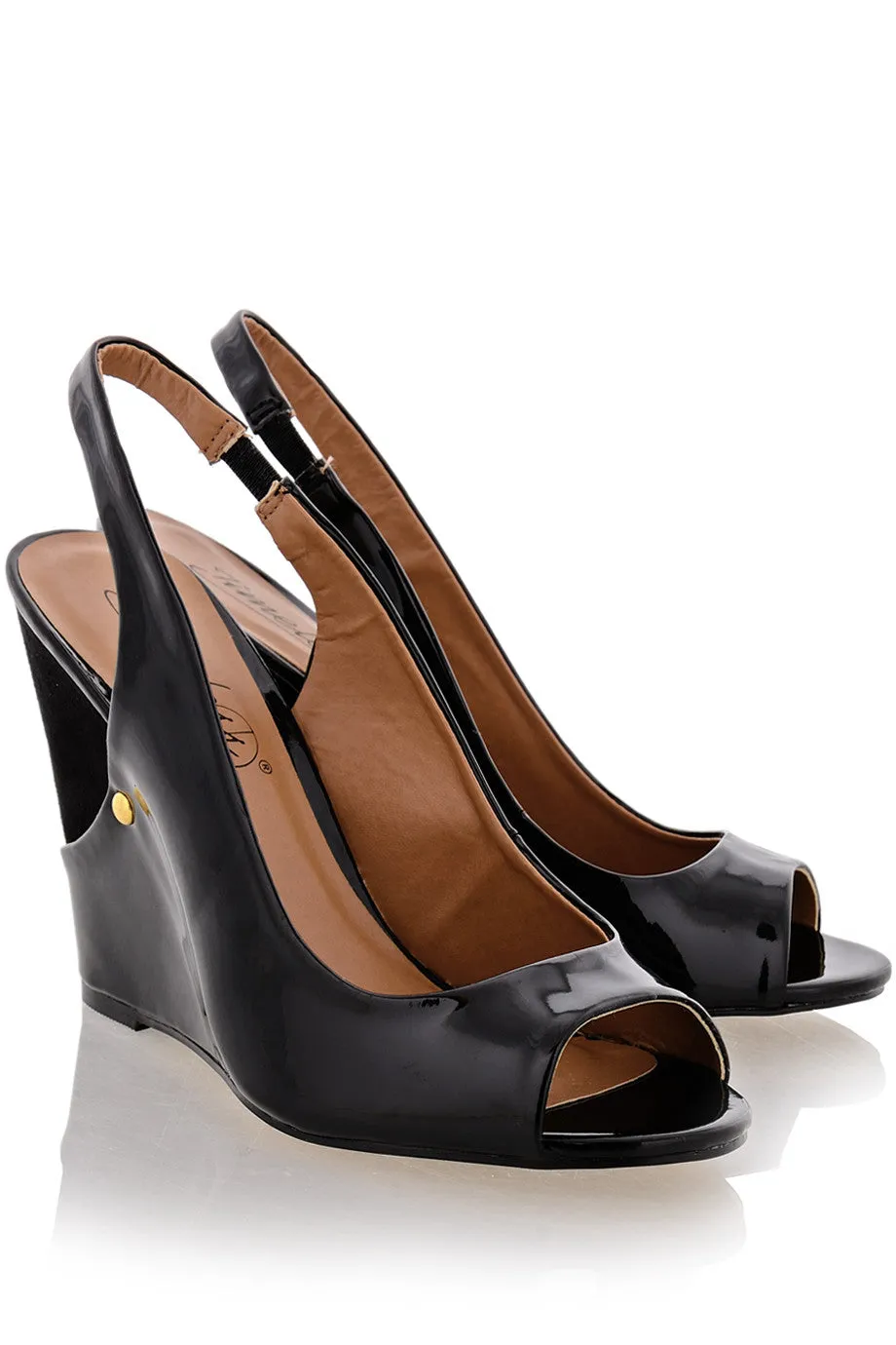 TRUDIE Black Patent Slingbacks