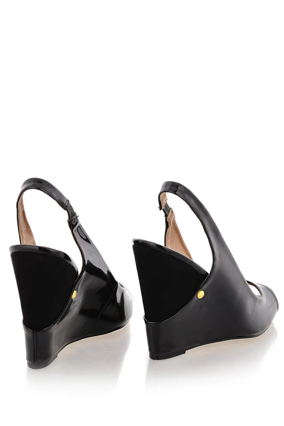 TRUDIE Black Patent Slingbacks