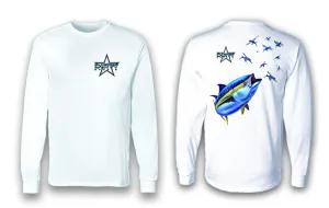 Tuna with Flying Fish - Long Sleeve Polyester Fishing Shirt