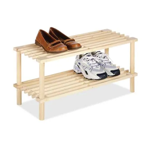 Two Tier Wood Shoe Rack