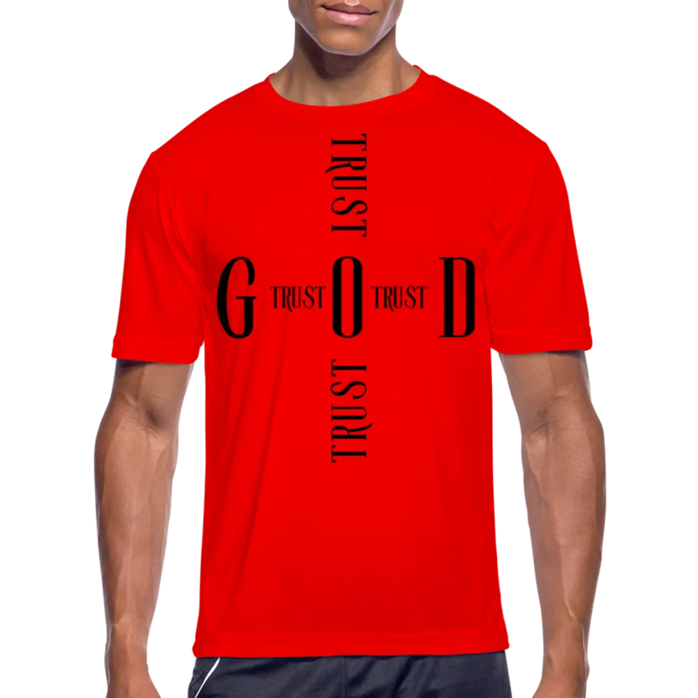 Uniquely You Mens T-Shirt / Sports Performance - Moisture Wicking / Trust God Cross