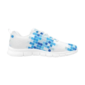 Uniquely You Sneakers for Women, Blue and White Mosaic Print - Running