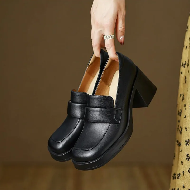 Vintage and Retro Square Toe and Heel Loafers for Women