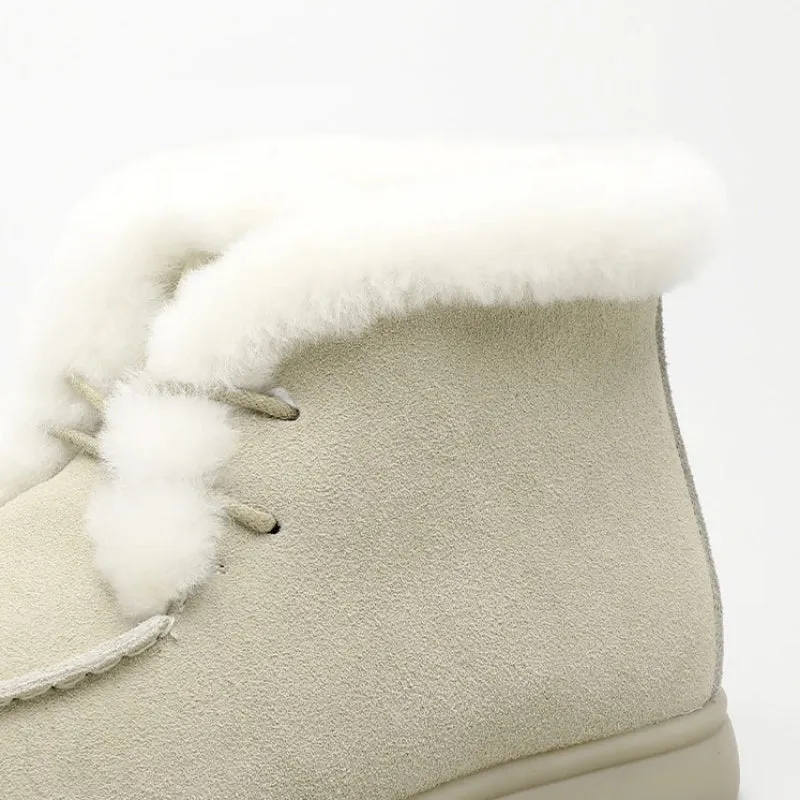 Winter Flat Vegan Leather Ankle Boots with Fur Plush