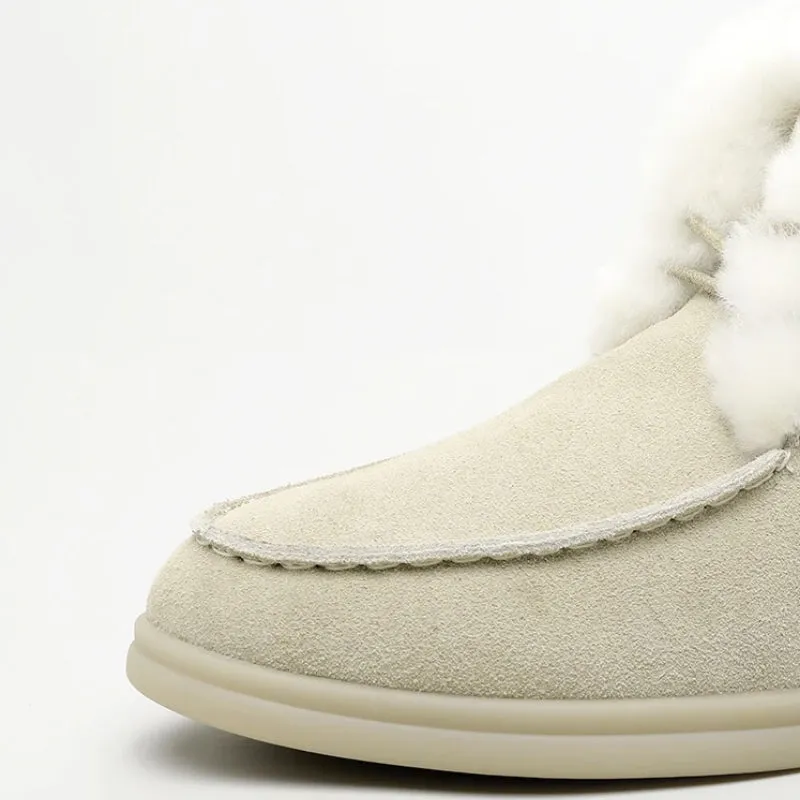 Winter Flat Vegan Leather Ankle Boots with Fur Plush