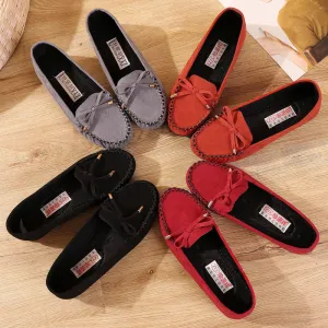 Women's Cloth Flat Bow Mother Soft Canvas Shoes