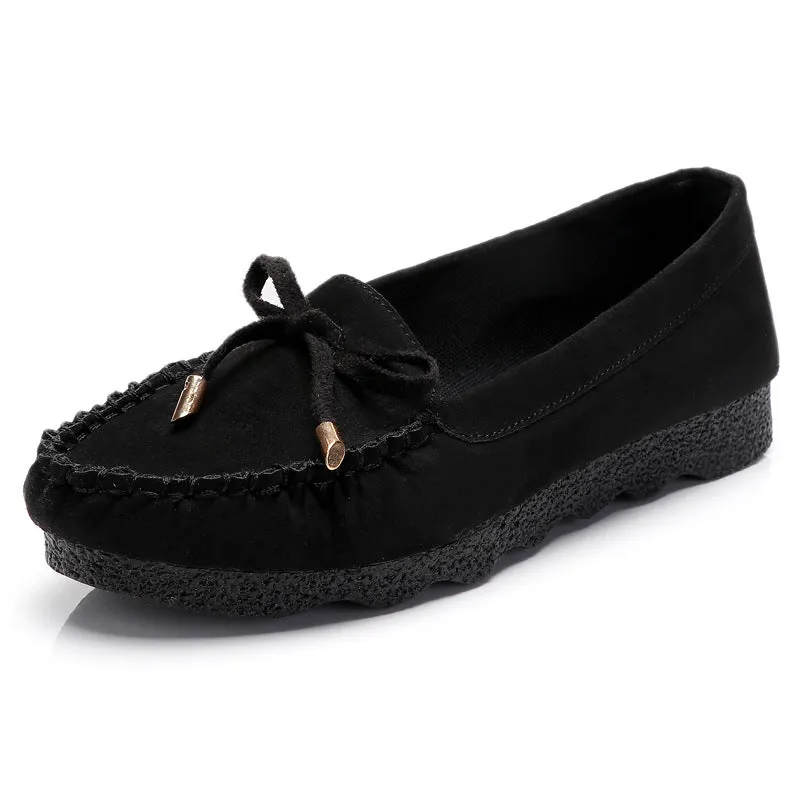 Women's Cloth Flat Bow Mother Soft Canvas Shoes