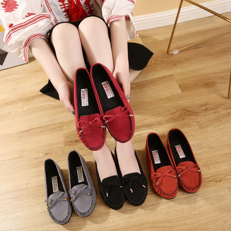 Women's Cloth Flat Bow Mother Soft Canvas Shoes