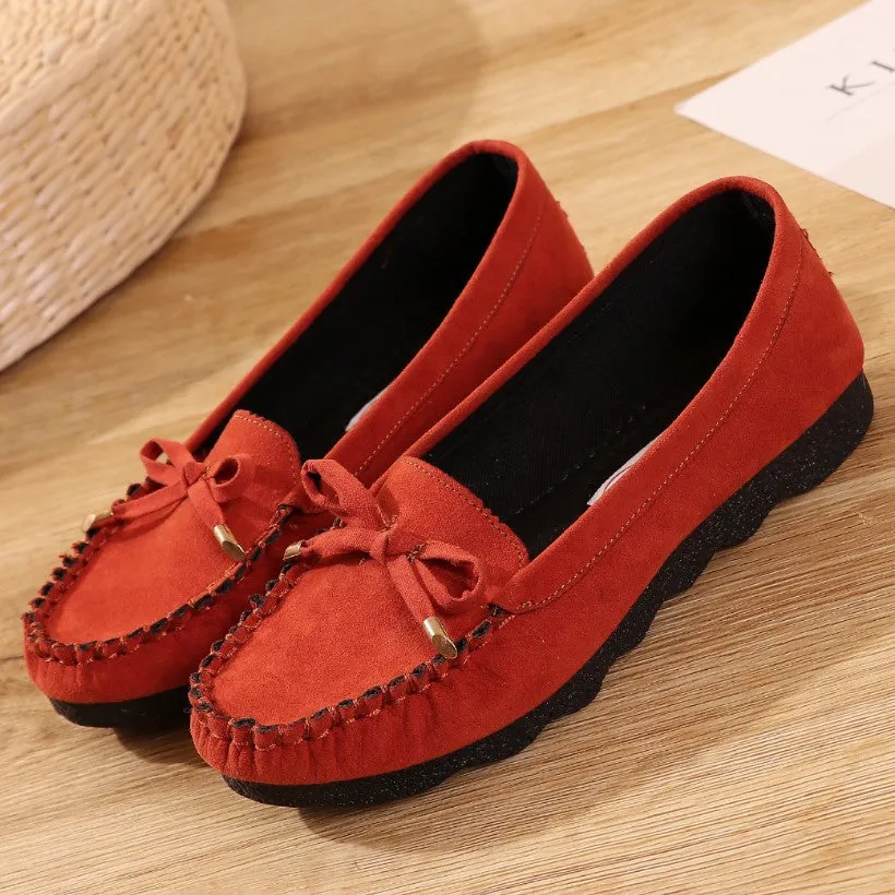 Women's Cloth Flat Bow Mother Soft Canvas Shoes