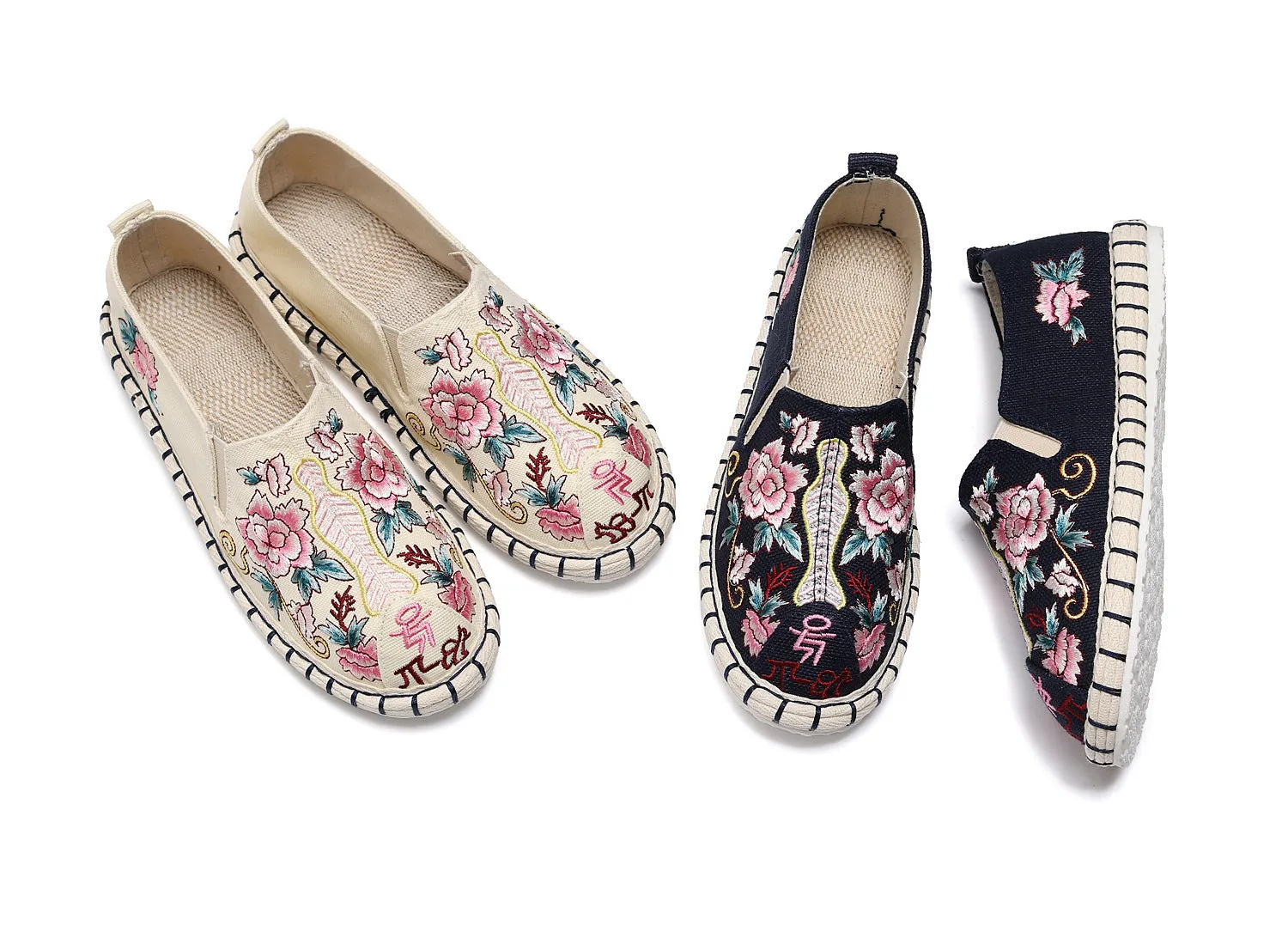 Women's Oriental Cloth With British Ethnic Style Canvas Shoes