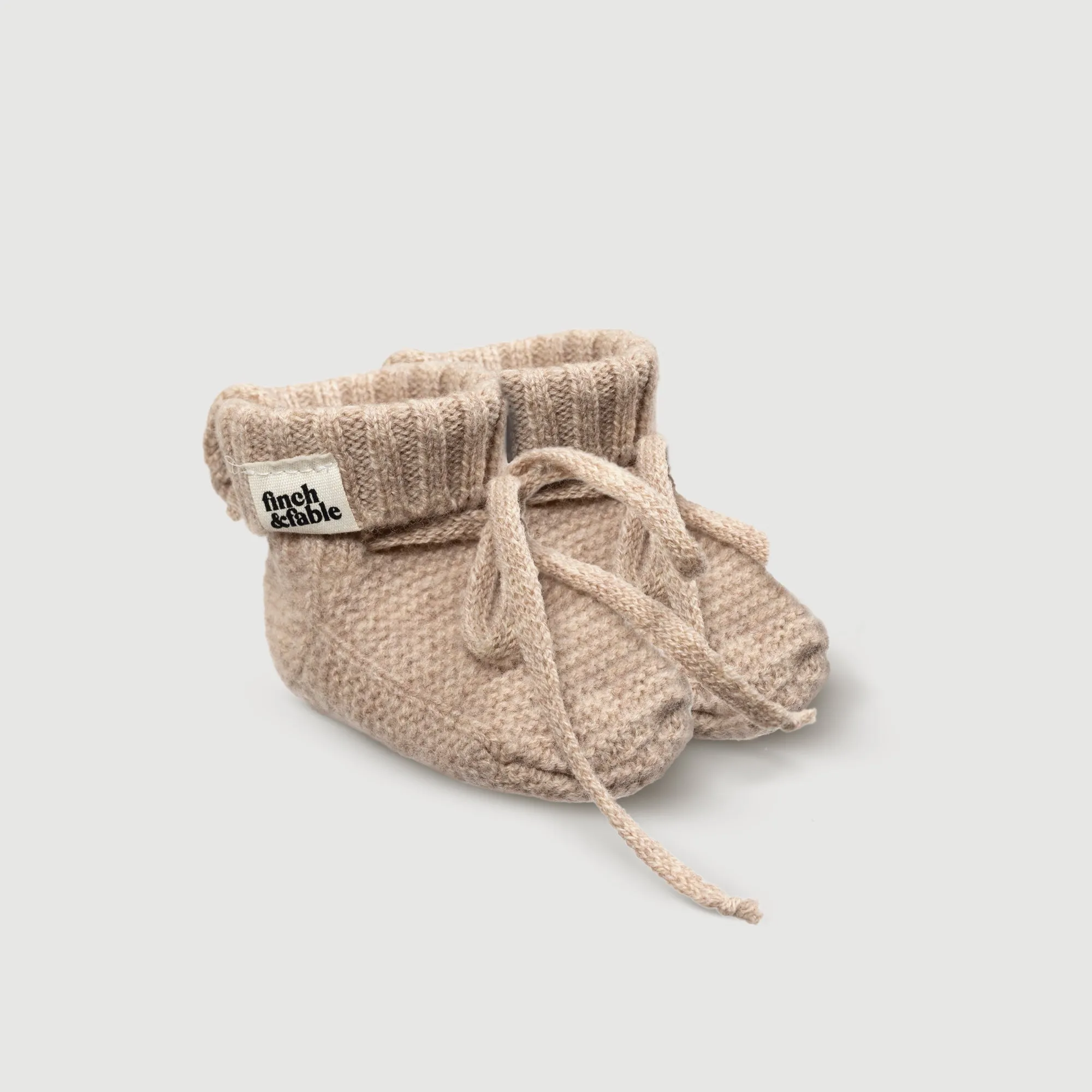 Wool Knitted Baby Booties - Oat